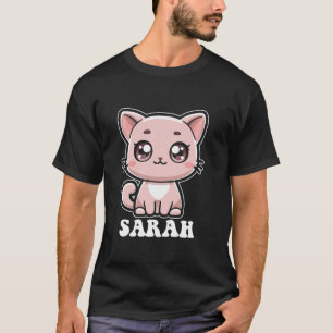 Camiseta Sarah Cute Cat Kitten Design para nome das garotas