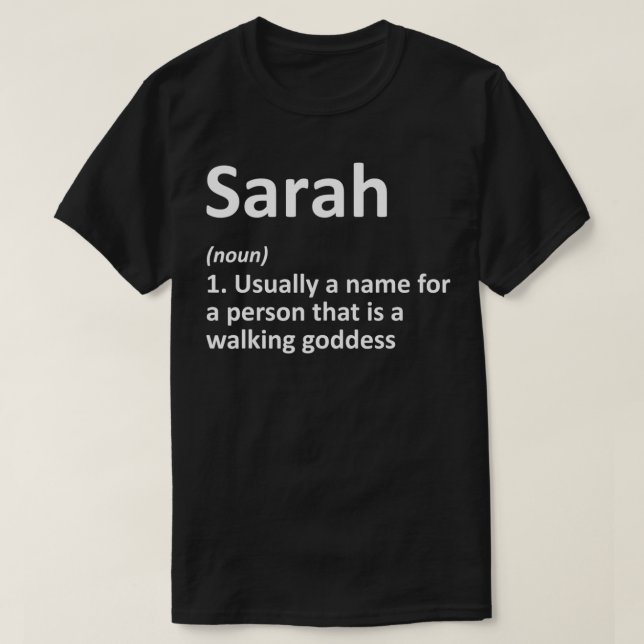 Camiseta SARAH Definition Personalized Name Funny Birthday  (Frente do Design)