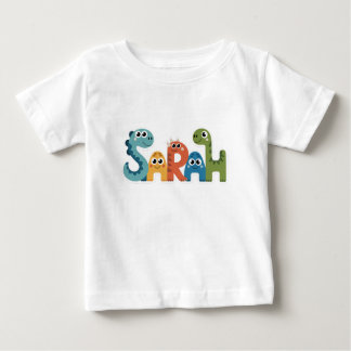 Camiseta Sarah Dinosaur Nome Cute Dino Letters Design