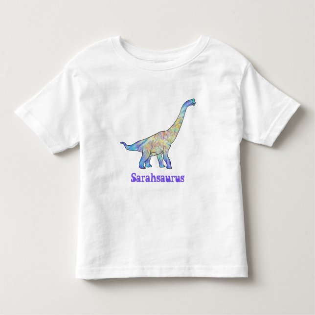 Camiseta Sarah Saurus Colorful Brachiosaurus Dinosaur Art (Frente)