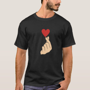 Camiseta Saranghae Kpop Finger Gesture Heart Símbolo de Amo