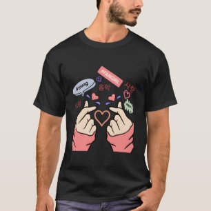 Camiseta Saranghae Kpop Finger Ouvir Para O Ventilador Kpop