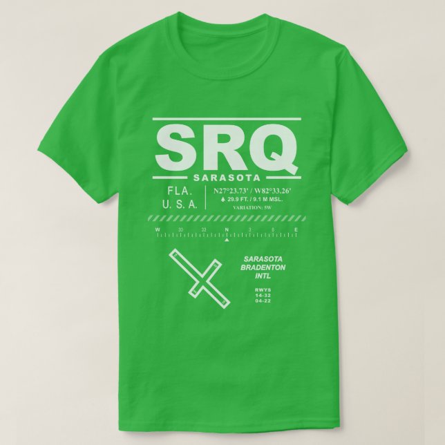 Camiseta Sarasota - Bradenton International Airport SRQ (Frente do Design)