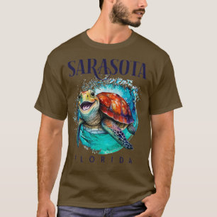 Camiseta Sarasota Florida Watercolor Happy Sea Turtle