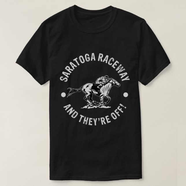Camiseta Saratoga Raceway Racetrack Horse Racing Equestrian (Frente do Design)