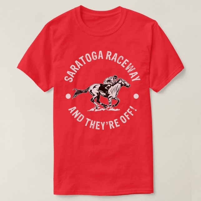 Camiseta Saratoga Raceway Racetrack Horse Racing Equestrian (Frente do Design)