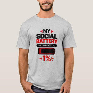 Camiseta Sarcasmo de Introvertido Minha Bateria Social Está