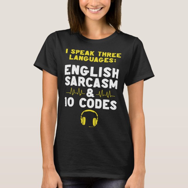 Camiseta Sarcasmo em Inglês 10 Códigos Operador de Despacho (Frente)