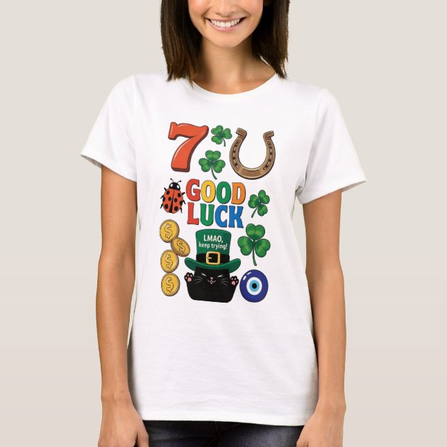 Camiseta Sarcastic black cat  and Lucky charms (Frente)