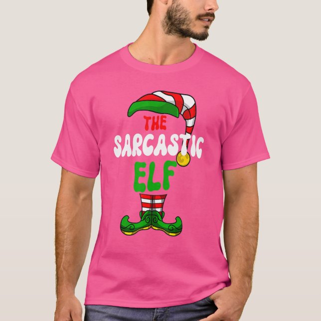 Camiseta Sarcastic Elf Pajama Matching Group Christmas Holi (Frente)