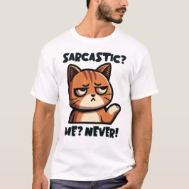 Camiseta Sarcástico? Eu? Nunca! - Design de Gato Engraçado