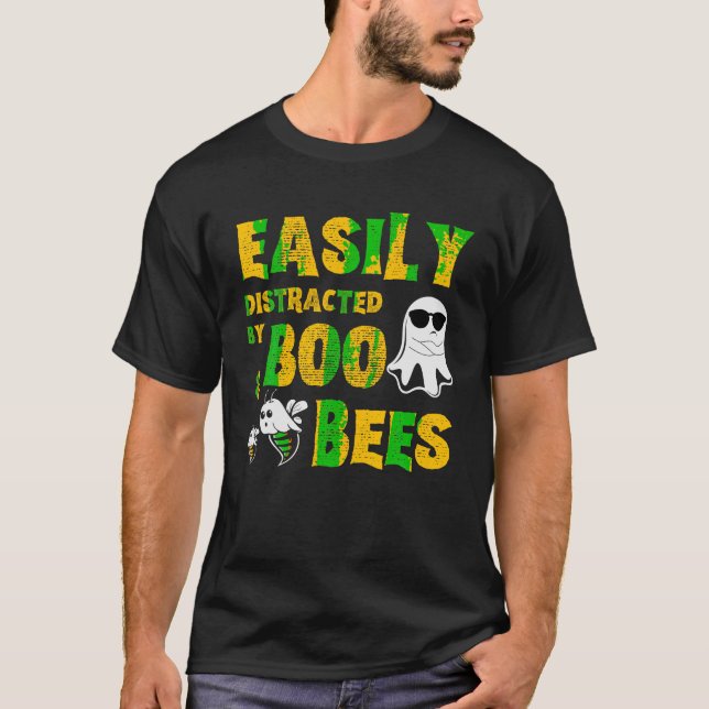 Camiseta Sarcástico facilmente distraído por Boo e Abelhas  (Frente)
