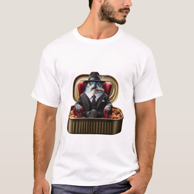 Camiseta  Sardine Mafia Boss Don Fish Godfather Vibe (Frente)