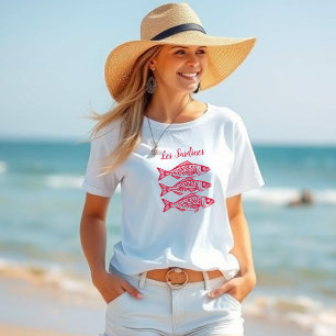 Camiseta Sardines-Havaí-Pescador-Núcleo-Cereja Vermelho