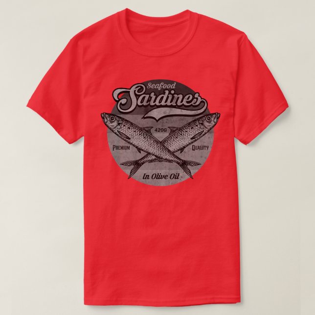 Camiseta Sardinha Rótulo BW (Frente do Design)