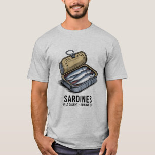 Camiseta Sardinhas com palha — Verão retrô gráfico para hom