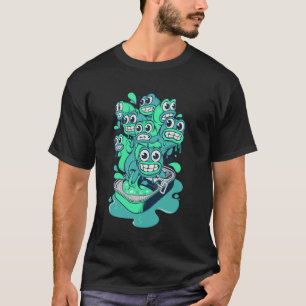 Camiseta Sardinhas Fantasmas Engraçadas Adesivo de Lata Pei