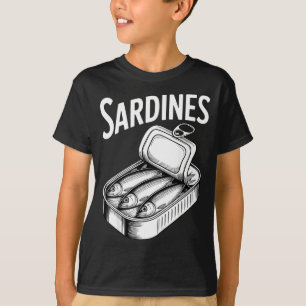 Camiseta Sardinhas peixe enlatado apreciador de comida retr