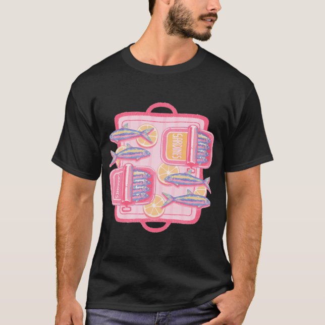 Camiseta Sardinhas retrô fofas com fatias de limão (Frente)
