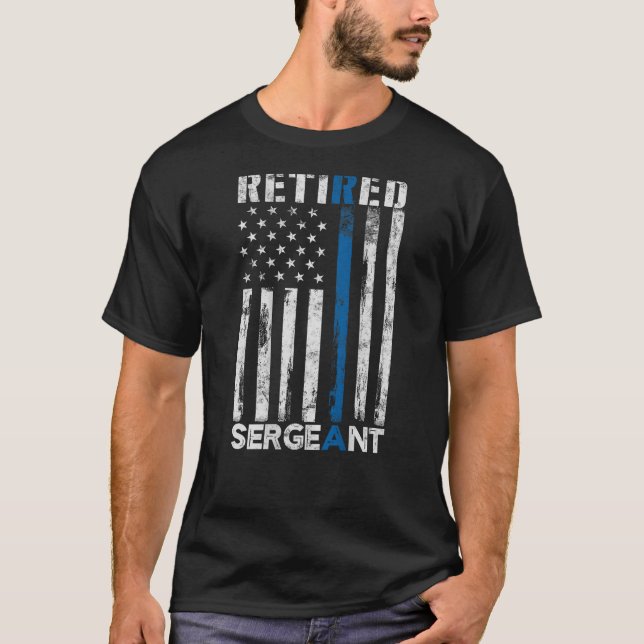 Camiseta Sargento aposentado presente da polícia Thin Blue  (Frente)
