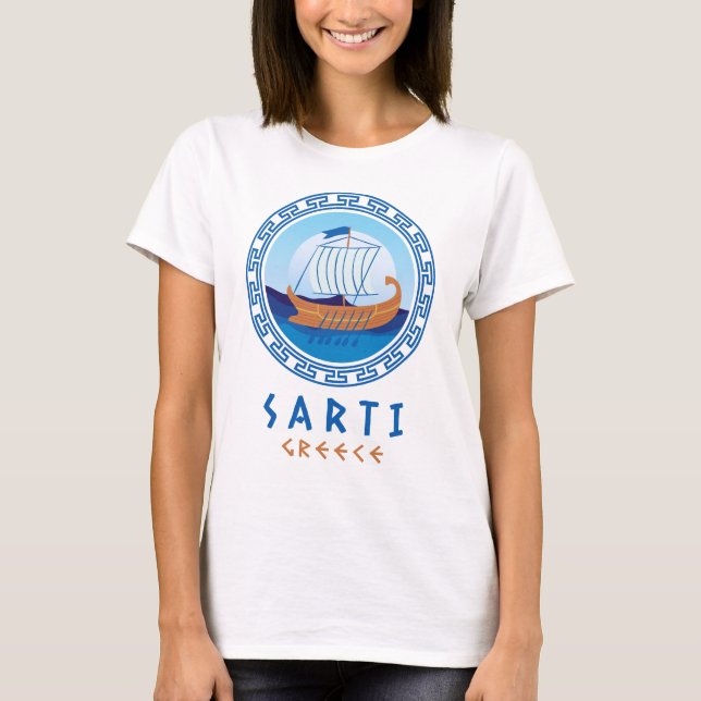Camiseta Sarti, Grécia de navio grego Design de mulher (Frente)