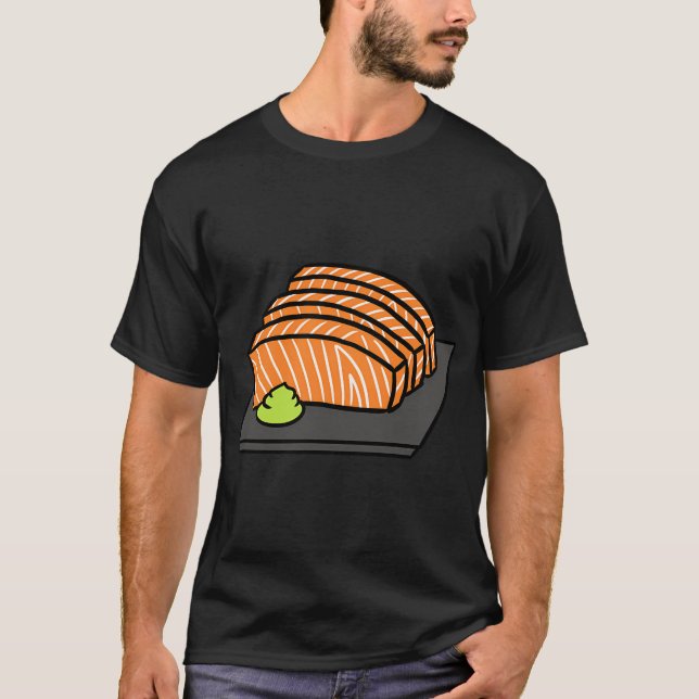 Camiseta Sashimi de Salmão e Wasabi num Prato (Frente)