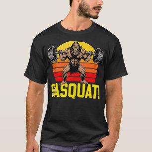 Camiseta Sasquat Perna Dia de Levantamento de Peso Esquadrã