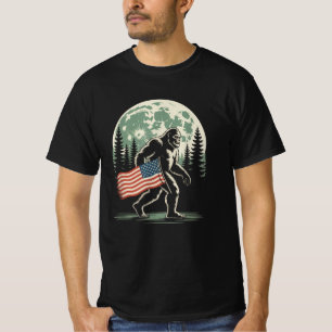 Camiseta Sasquatch American Flag para 4 de julho Bigfoot