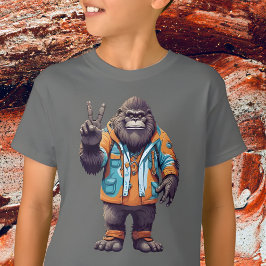 Camiseta Sasquatch Bigfoot com Sinal de Paz