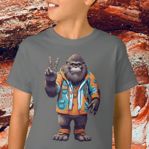 Camiseta Sasquatch Bigfoot com Sinal de Paz