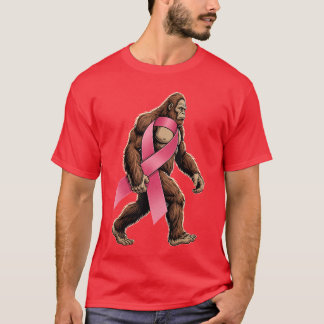 Camiseta Sasquatch Breast Cancer Pink Ribbon Support Men Bo