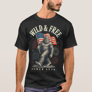 Camiseta Sasquatch engraçado bandeira americana selvagem e 