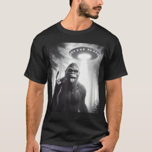 Camiseta Sasquatch engraçado Sie com sinal de rocha alieníg