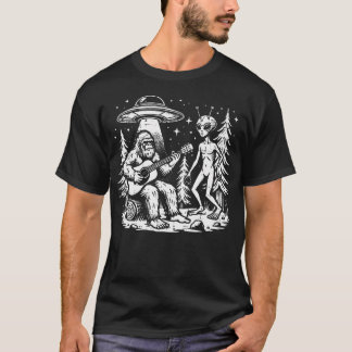 Camiseta Sasquatch Guitar Alien Ufo Acampamento Bigfoot Mul