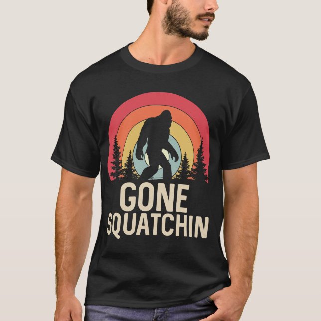 Camiseta Sasquatch Pé-Grande Retro Esmagado (Frente)