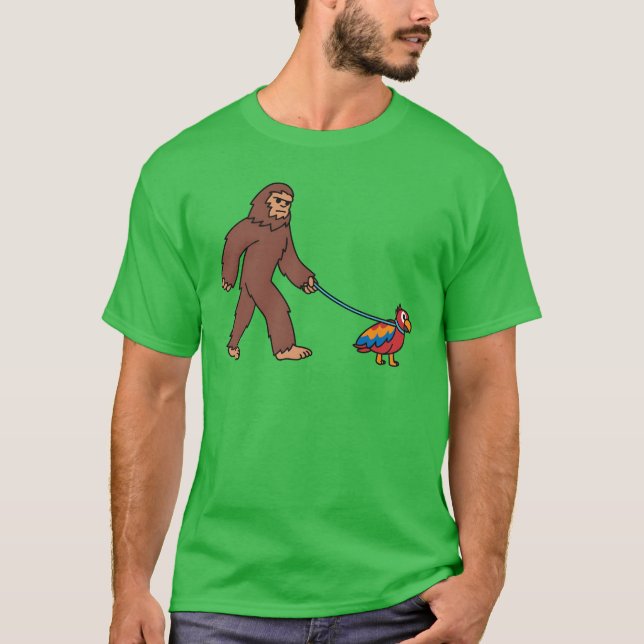 Camiseta Sasquatch Walking Parrot Bird retro amigos (Frente)