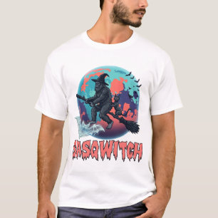 Camiseta Sasqwitch Pé Grande Vassoura de Bruxa Gato Preto L