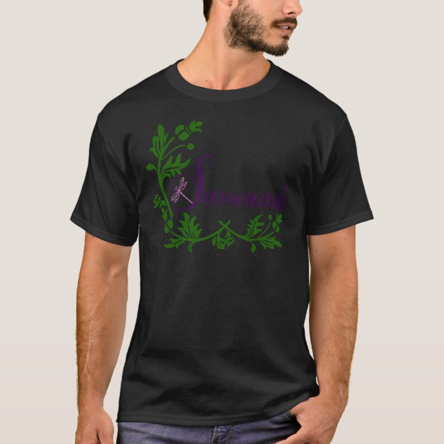 Camiseta Sassenach dragonfly logótipo floral Sticker (Frente)
