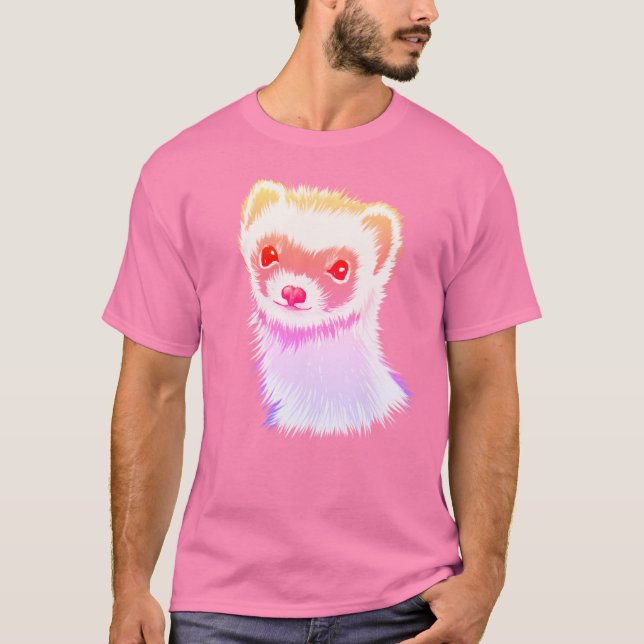 Camiseta Sassy Ferret Em Cores Do Arco-Íris (Frente)