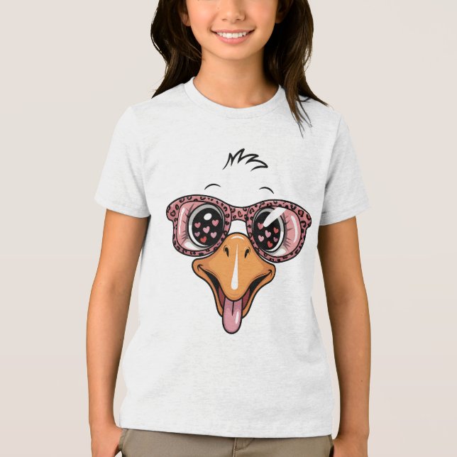 Camiseta Sassy Valentine Goose Face with Leopard Sunglasses (Frente)