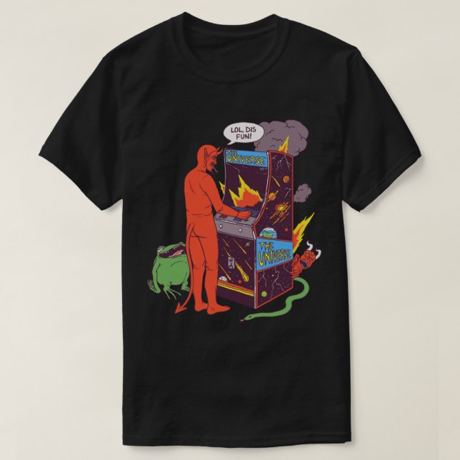 Camiseta Satã Controlando o Universo (Frente do Design)