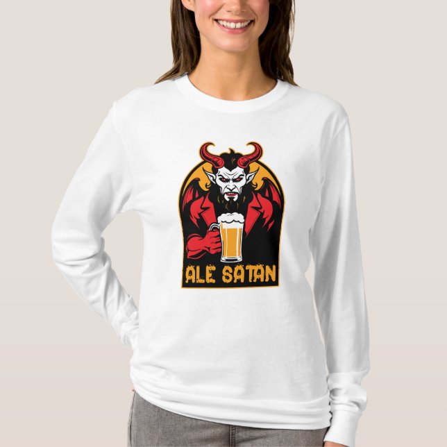 Camiseta Satã de Ale - Bebendo de Cerveja (Frente)