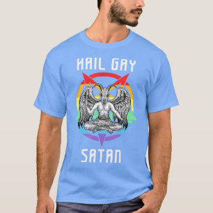 Camiseta Satã de granizo engraçada Gay LGBT Gótico Baphomet