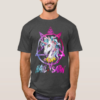 Camiseta Satã de granizo Unicórnio Morte Metal Arco-Íris
