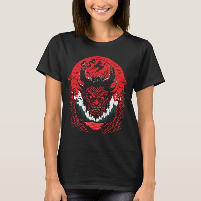 Camiseta Satã | Design de Gráfico da Cabeça de Demônio (Frente)