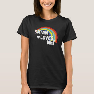 Camiseta Satã Me Ama Engraçado Humor Escuro Atheis Tee