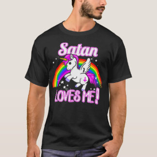 Camiseta Satã Me Ama Religião Unicórn Não Crença