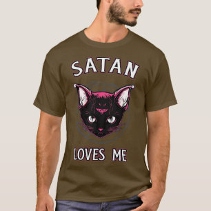 Camiseta Satã Me Ama Um Gótico Satânico Gatinho Engraçado