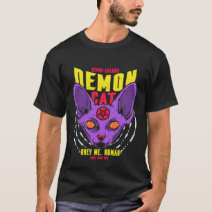 Camiseta Satã oculta do Pentagrama do Gato de Sphynx