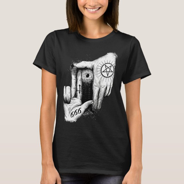 Camiseta Satan is Watching you 666 Occult Baphomet Goat Sat (Frente)